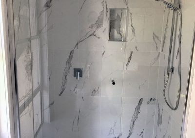 Semi Frame-Less Shower with Porcelain Tiles