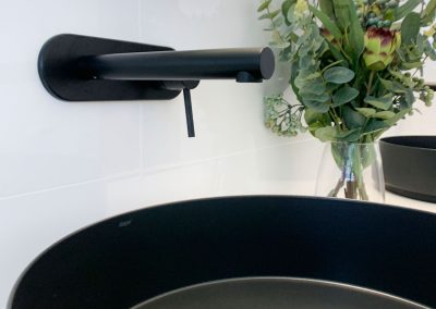 Wall Hung Tap - Black Vessel Basin and Pop up waste